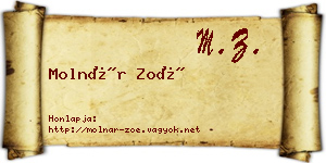 Molnár Zoé névjegykártya