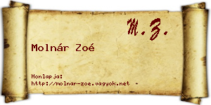 Molnár Zoé névjegykártya